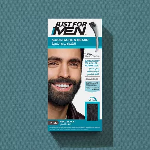 Mustache & Beard box on blue fabric