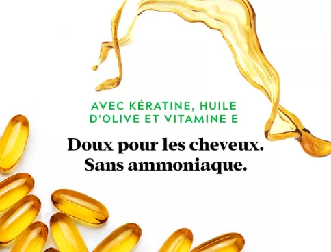 Keratin, olive oil, vitamin E