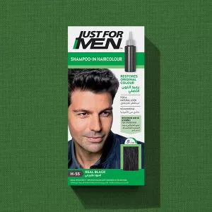 Shampoo-in Haircolour box on green fabric