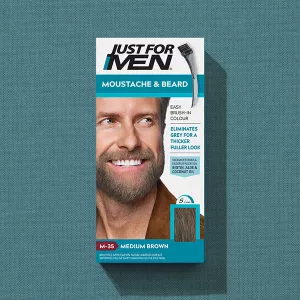 Moustache & Beard box on blue fabric